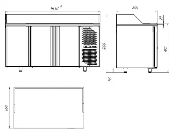 Холодильный стол для пиццы Polair TM3pizza-GC